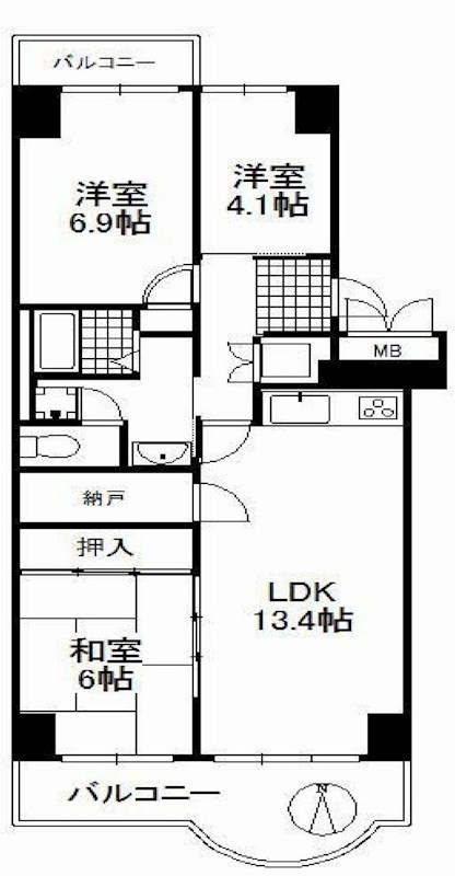 ユニハイム千里丘1号棟  間取り図