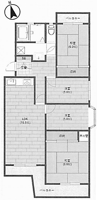 若山台第2住宅3号棟 間取り図