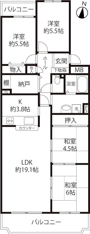 サンヴェール高槻１号棟    503号室 間取り図