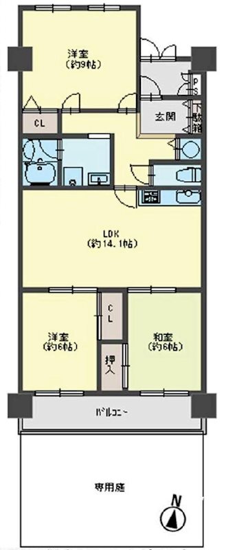 日興千里丘スカイマンションA棟    108号室 間取り図