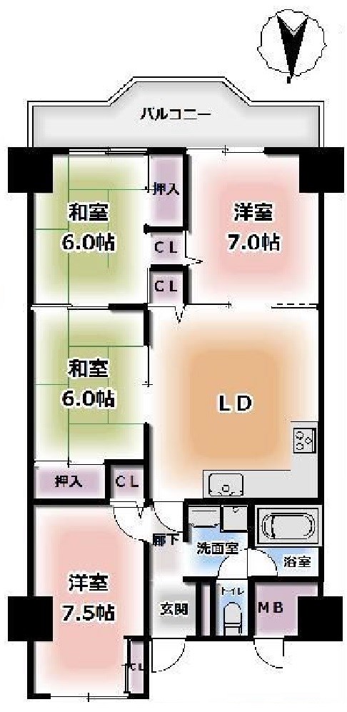 白川高層住宅3号棟 間取り図