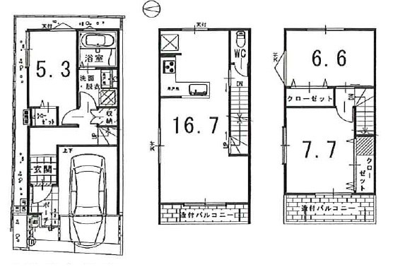 高槻市西町　新築一戸建　1号地 間取り図