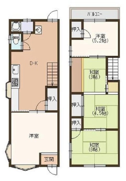 高槻市南松原町　中古テラスハウス 間取り図