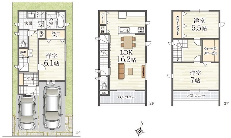 高槻市大塚町3丁目 新築一戸建 間取り図