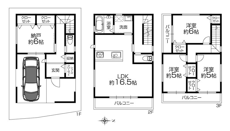 高槻市下田部町２丁目１号地　新築一戸建 間取り図