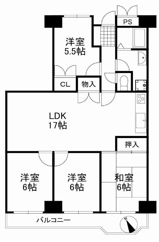 青葉丘マンション 512号室 間取り図
