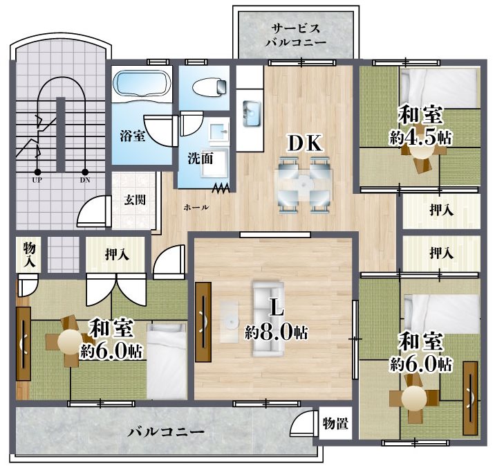 水無瀬青葉ハイツ4号棟 501号室 間取り図