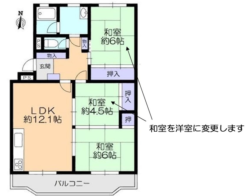 ハイム富田北棟 間取り図