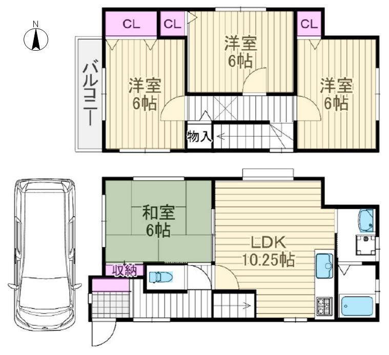 長尾谷町1丁目一戸建 間取り図