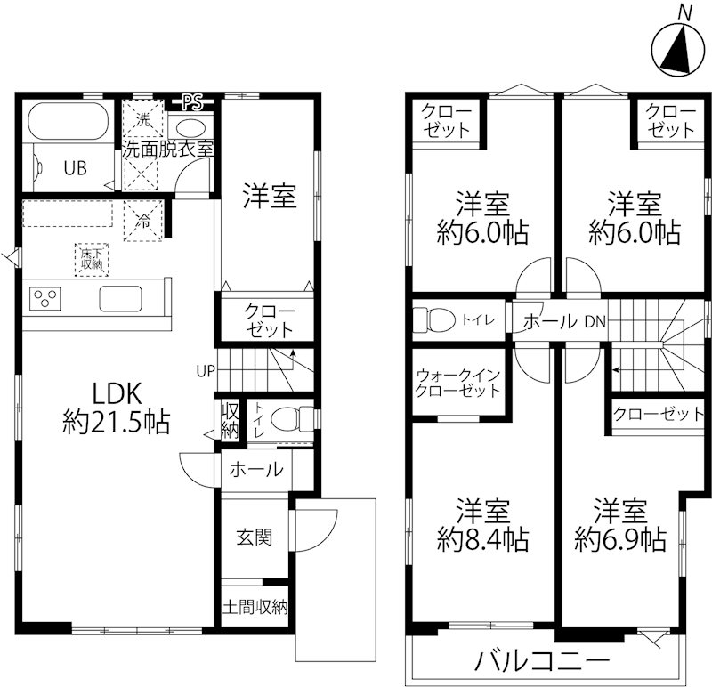 高槻市昭和台町1丁目　新築一戸建　1号棟 間取り図