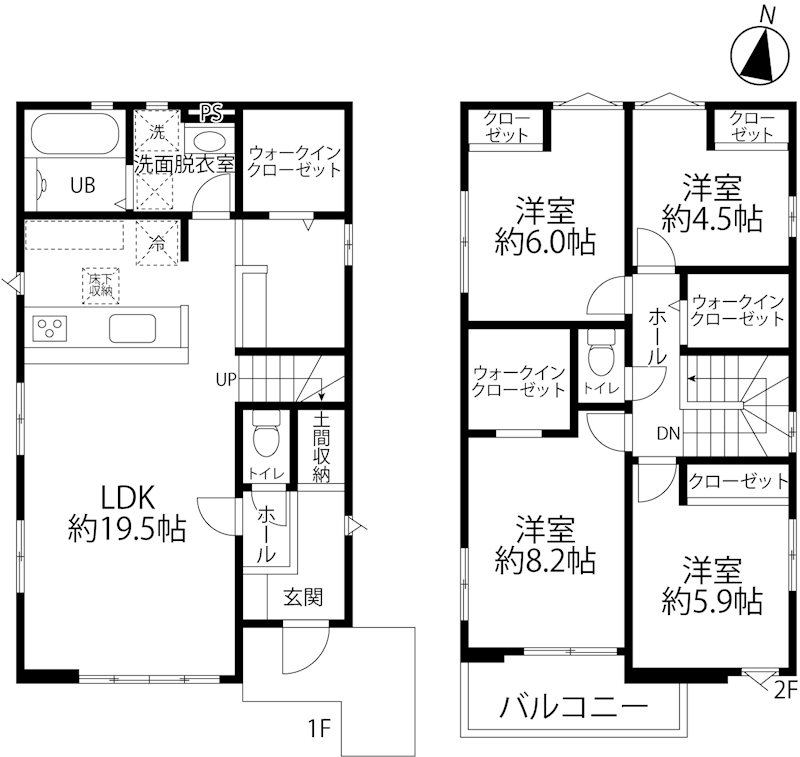 高槻市昭和台町1丁目　新築一戸建　2号棟 間取り図