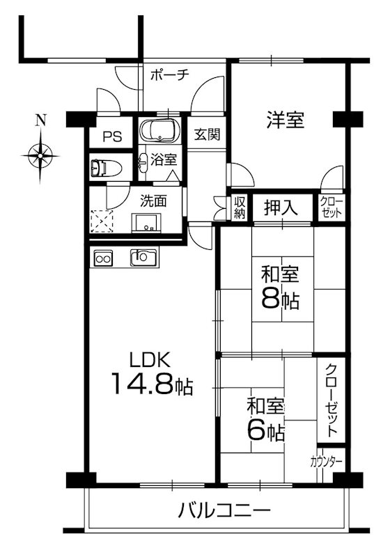 大和サニーハイツ高槻2棟  709号室 間取り図