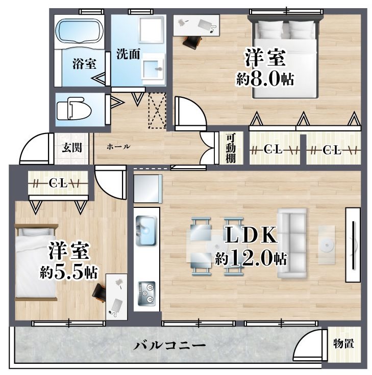 コーポ水無瀬B棟 間取り図