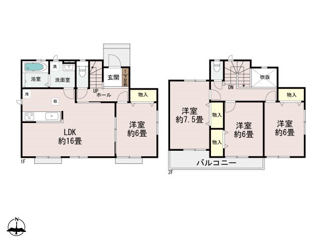 新築一戸建　南丹市園部町横田-全2区画 間取り図