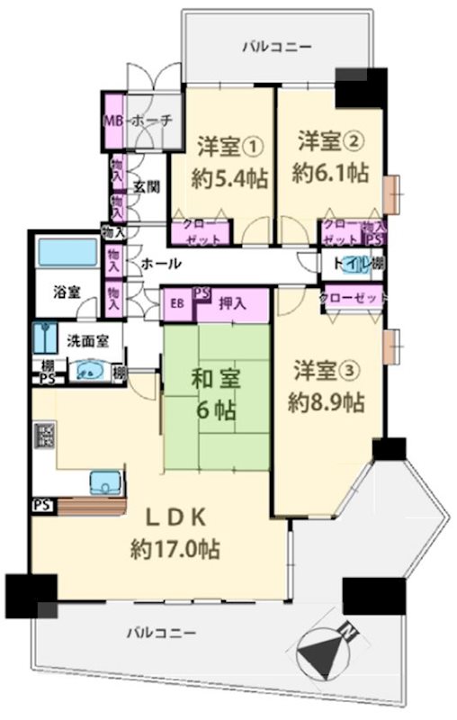 リバティパーク枚方B棟 間取り図