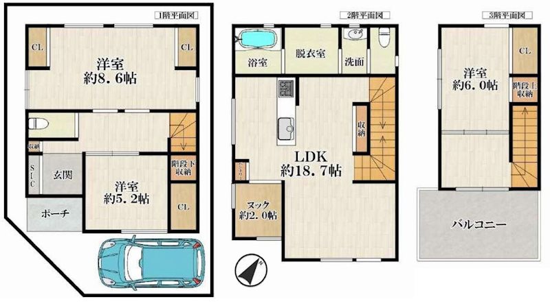 摂津市鳥飼本町4丁目　新築一戸建 間取り図