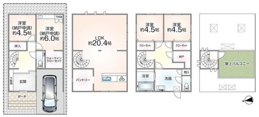 高槻市八丁西町中古一戸建 間取り図