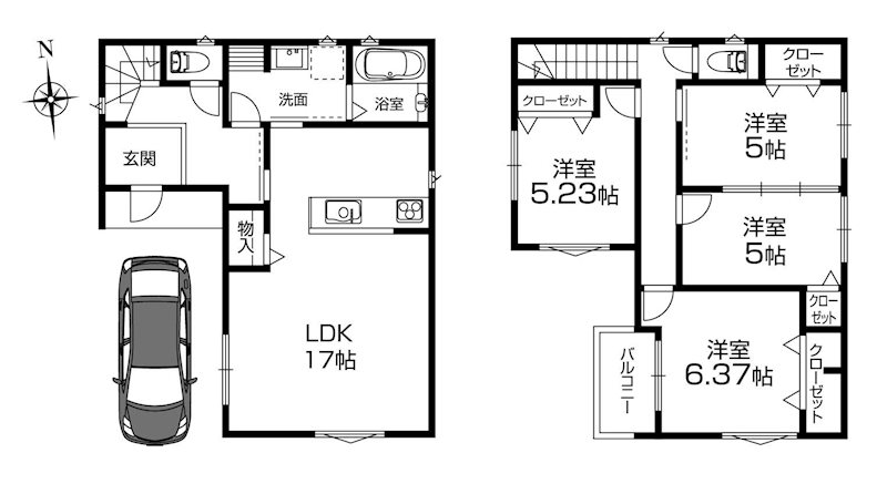 高槻市東五百住町1丁目　新築一戸建 間取り図