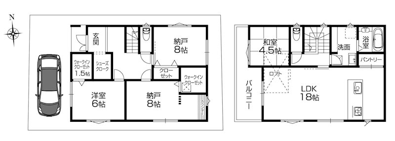 高槻市八幡町 新築一戸建  間取り図