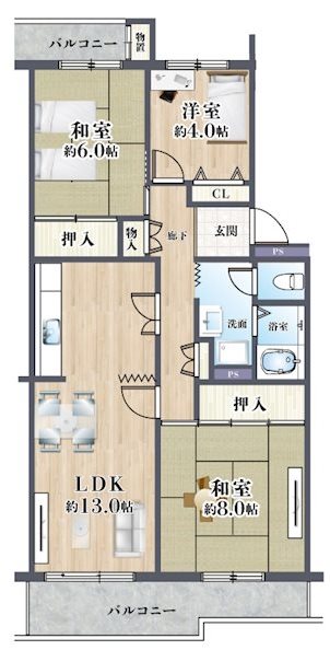 若山台第２住宅6号棟 504号室 間取り図