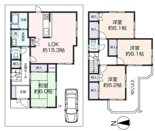 高槻市下田部町１丁目中古一戸建 間取り図