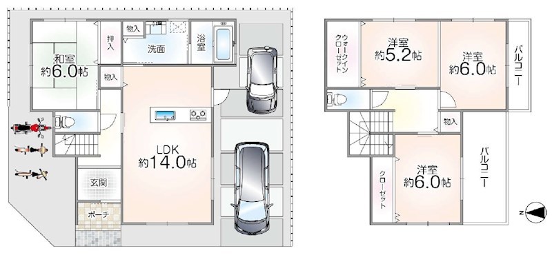 高槻市南大樋町 中古一戸建  間取り図