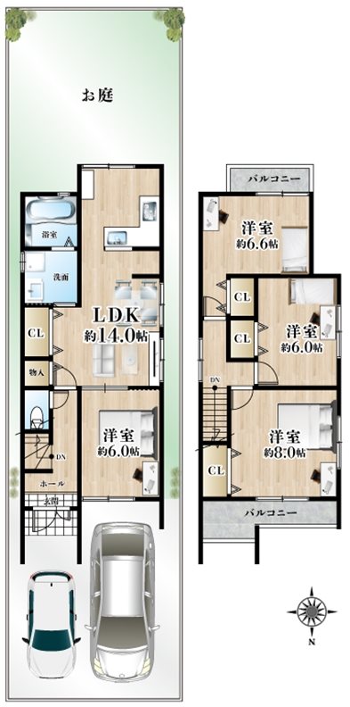 島本町山崎1丁目 中古一戸建 間取り図