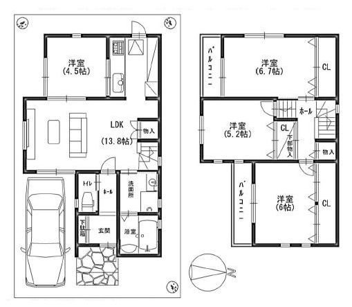 高槻市宮之川原2丁目　中古一戸建 間取り図