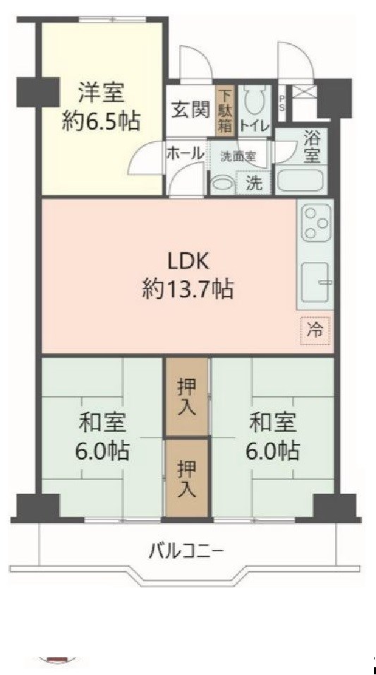 白川高層住宅6号棟 間取り図