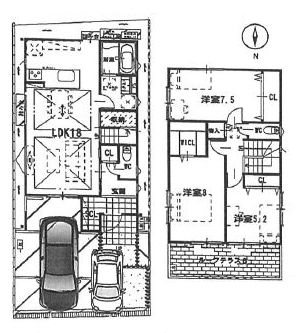 高槻市郡家新町　中古一戸建1号地(未入居物件) 間取り図