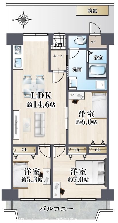 ローレルハイツ茨木総持寺第1号棟 間取り図