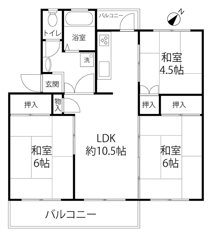 茨木郡山A住宅A24棟 間取り図