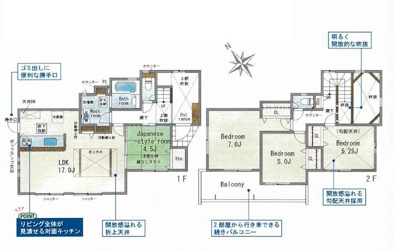 茨木市北春日丘1丁目　2号棟　新築一戸建 間取り図