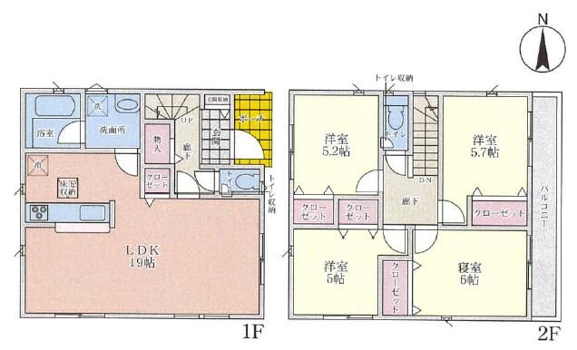 楠葉中之芝Credlegarden全4棟第1-2号棟 間取り図