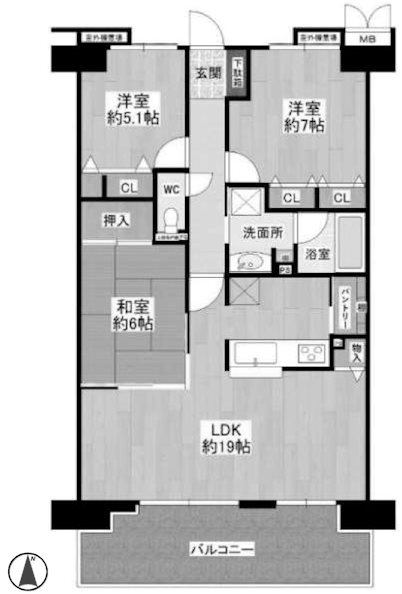 ユニハイム山崎5号棟 間取り図