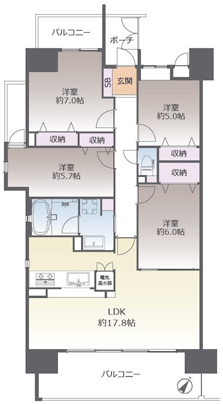 リバティパーク枚方Ａ棟7階 間取り図