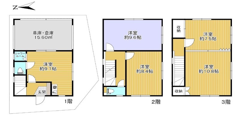 高槻市富田町1丁目　車庫・倉庫付戸建 間取り図