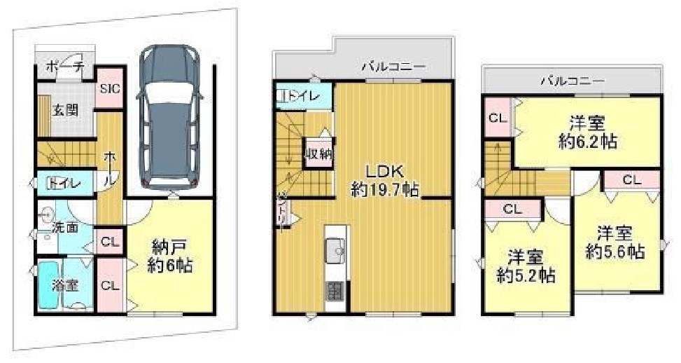 高槻市明野町 新築一戸建 間取り図