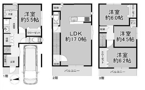 高槻市今城町　新築一戸建 間取り図