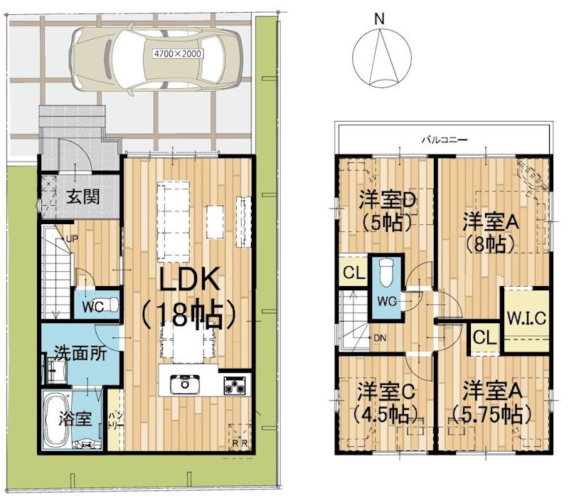 楠葉野田二丁目2棟新築分譲2号地 間取り図