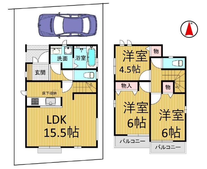 高槻市柳川町2丁目　新築一戸建　1号棟 間取り図