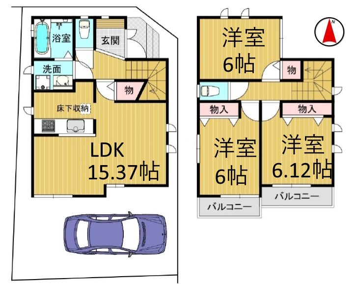 高槻市柳川町2丁目　新築一戸建　2号棟 間取り図