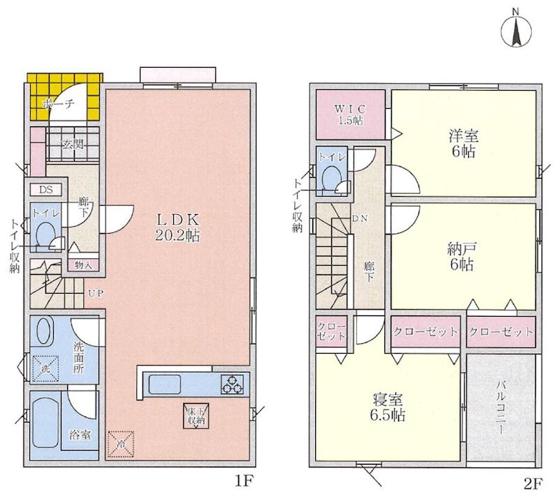 藤阪元町Cradlegarden新築分譲全3棟2号棟 間取り図