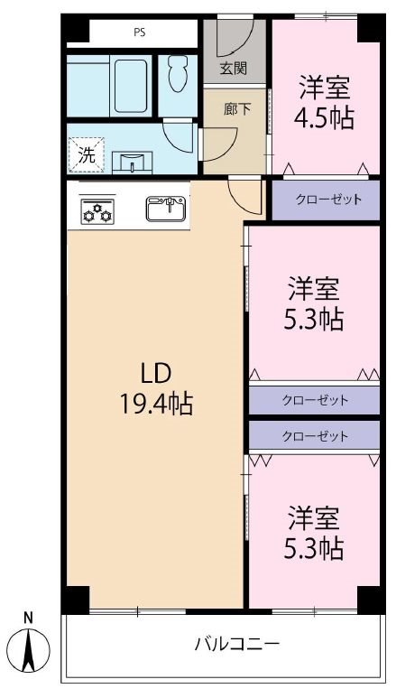 労住まきのハイツ2号棟 間取り図