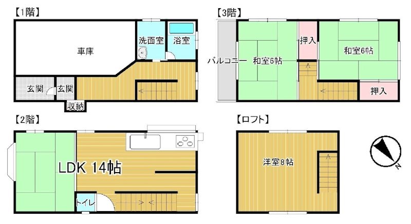 高槻市津之江北町 中古一戸建 間取り図