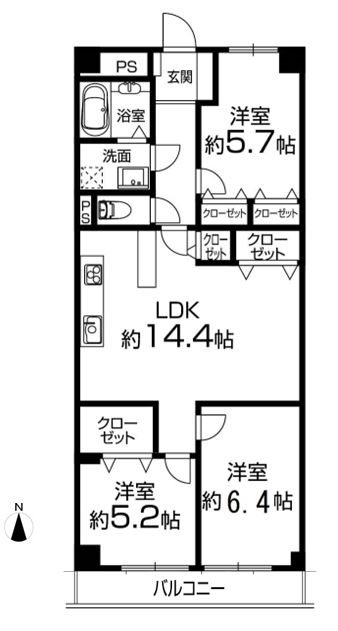 シャルマンコーポ摂津富田   間取り図