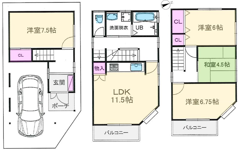 中宮本町一戸建 間取り図