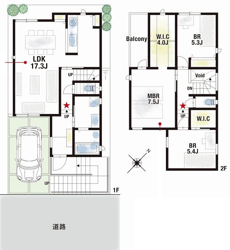 茨木市南春日丘2丁目  1号地　新築一戸建 間取り図