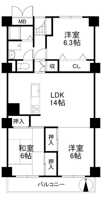 千里スカイハイツ  間取り図