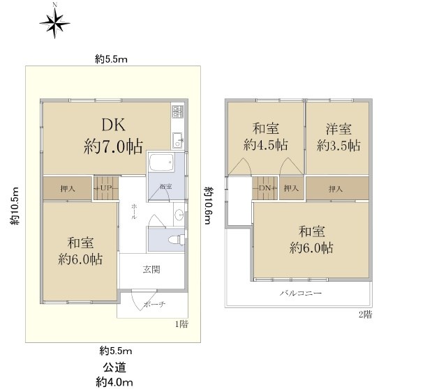 高槻市寿町3丁目　中古一戸建 間取り図